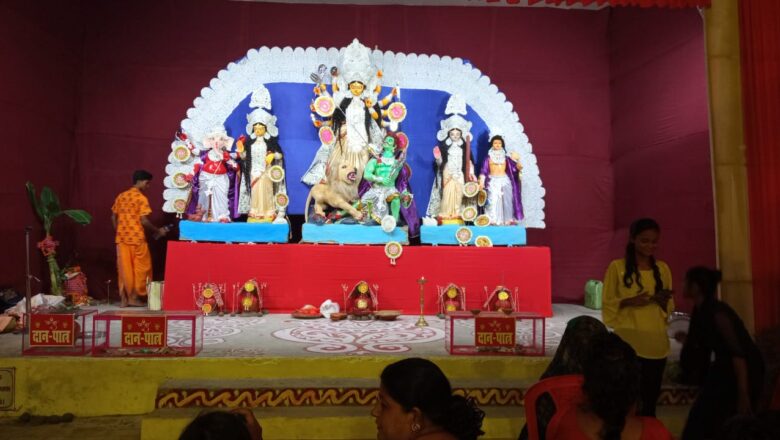 करेली दुर्गा पूजा पार्क पंडाल में दिख रही है गांव की मिट्टी की महक*