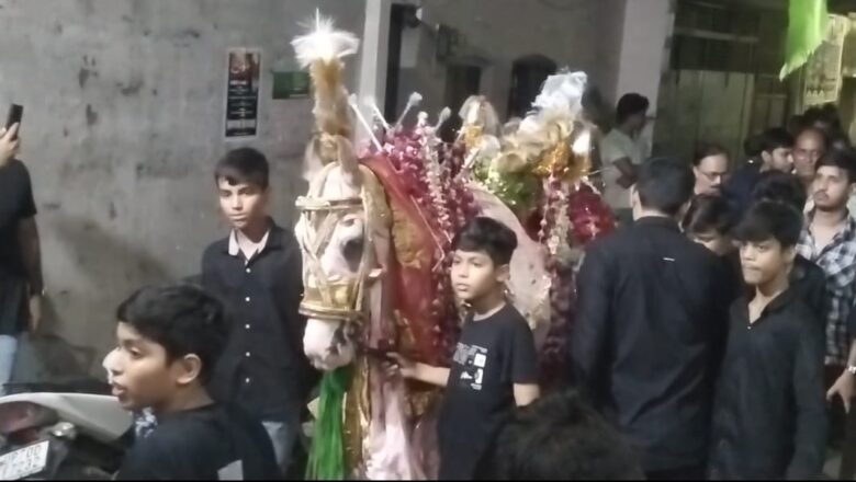 शहादत ए इमाम मूसा ए रज़ा पर निकाला गया ताबूत ,अलम व ज़ुलजनाह का जुलूस