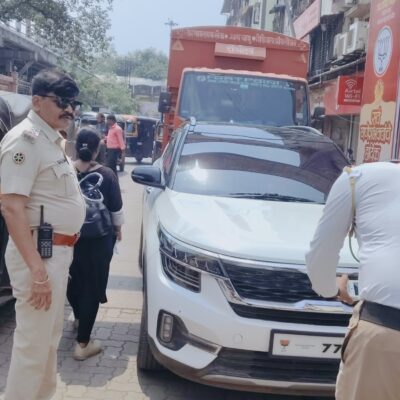 डोंबिवली में ब्लैक फिल्म लगी कारों पर ट्रैफिक पुलिस का शिकंजा